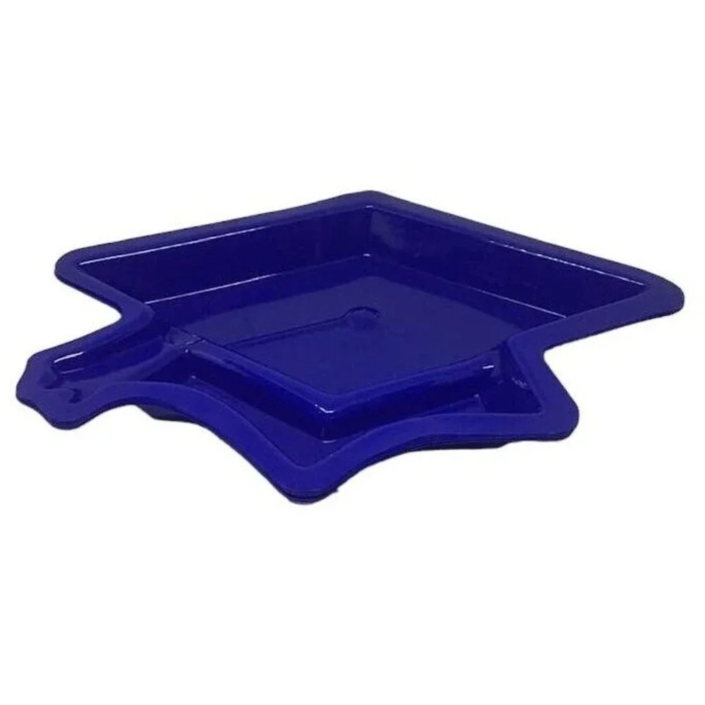 Graduation Cap Disposable Dishes Plates Serving Lot 12 Plastic Blue Party NEW